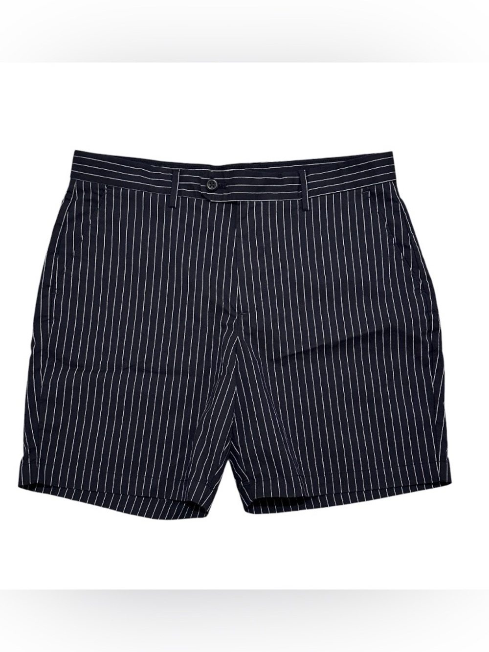 Banana Republic Navy with White Pinstripe Flat-Front Shorts